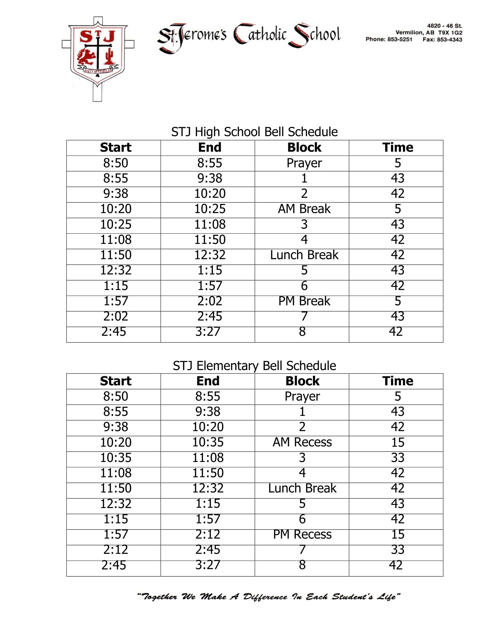 Bell Schedule